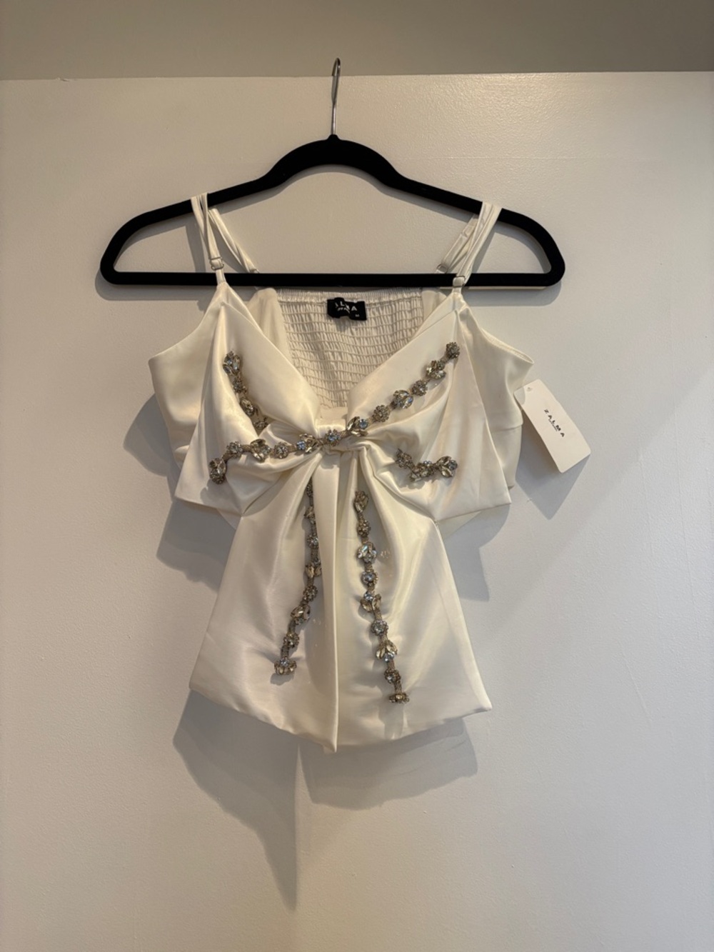 Ivory Embellished Bow Camisole Top